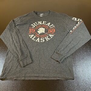 Champion Juneau Alaska Graphic Long Sleeve T-Shirt Heather Gray Womens Large